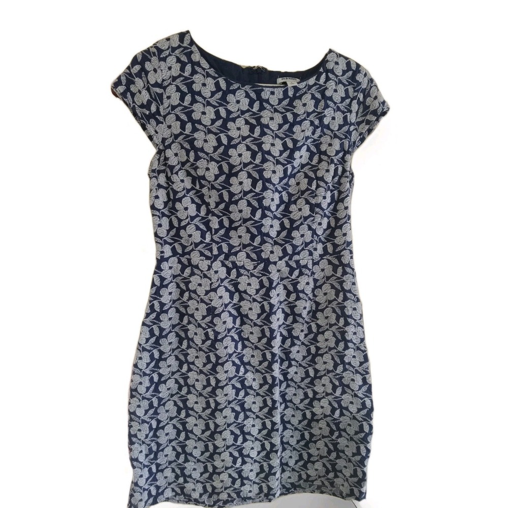 Womens Old Navy Embroidered Floral Pattern Midi Dress Size 8 100% Cotton